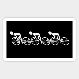 3 Racing Cyclists (Road Bike / Cycle Team / L<–R / White) Magnet